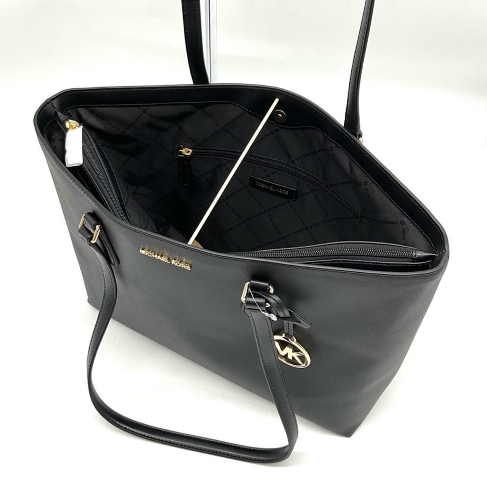 Michael Kors Bag Large Sheila Mf Tote Bag & Large Trifold Wallet Black/Gold - Picture 7 of 14